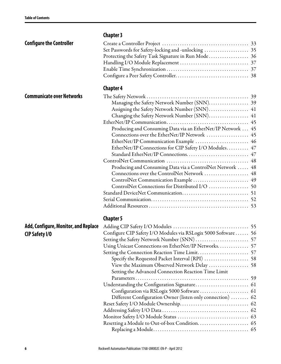 Rockwell Automation 1768-L45S Compact GuardLogix Controllers User Manual | Page 6 / 136