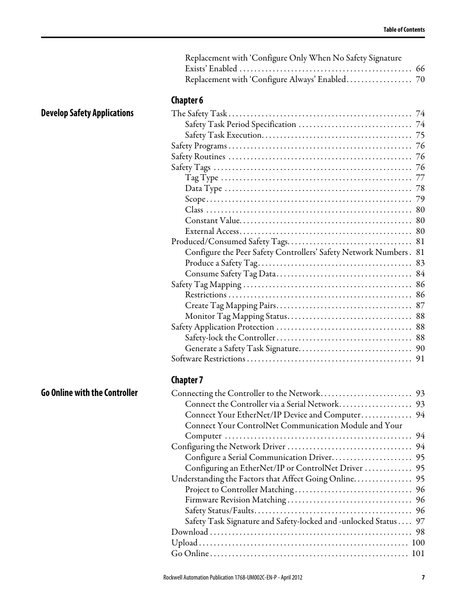 Rockwell Automation 1768-L45S Compact GuardLogix Controllers User Manual | Page 7 / 136
