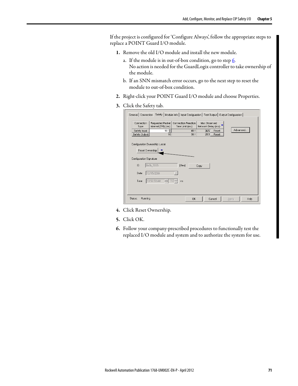 Rockwell Automation 1768-L45S Compact GuardLogix Controllers User Manual | Page 71 / 136