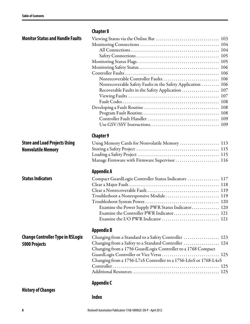 Rockwell Automation 1768-L45S Compact GuardLogix Controllers User Manual | Page 8 / 136
