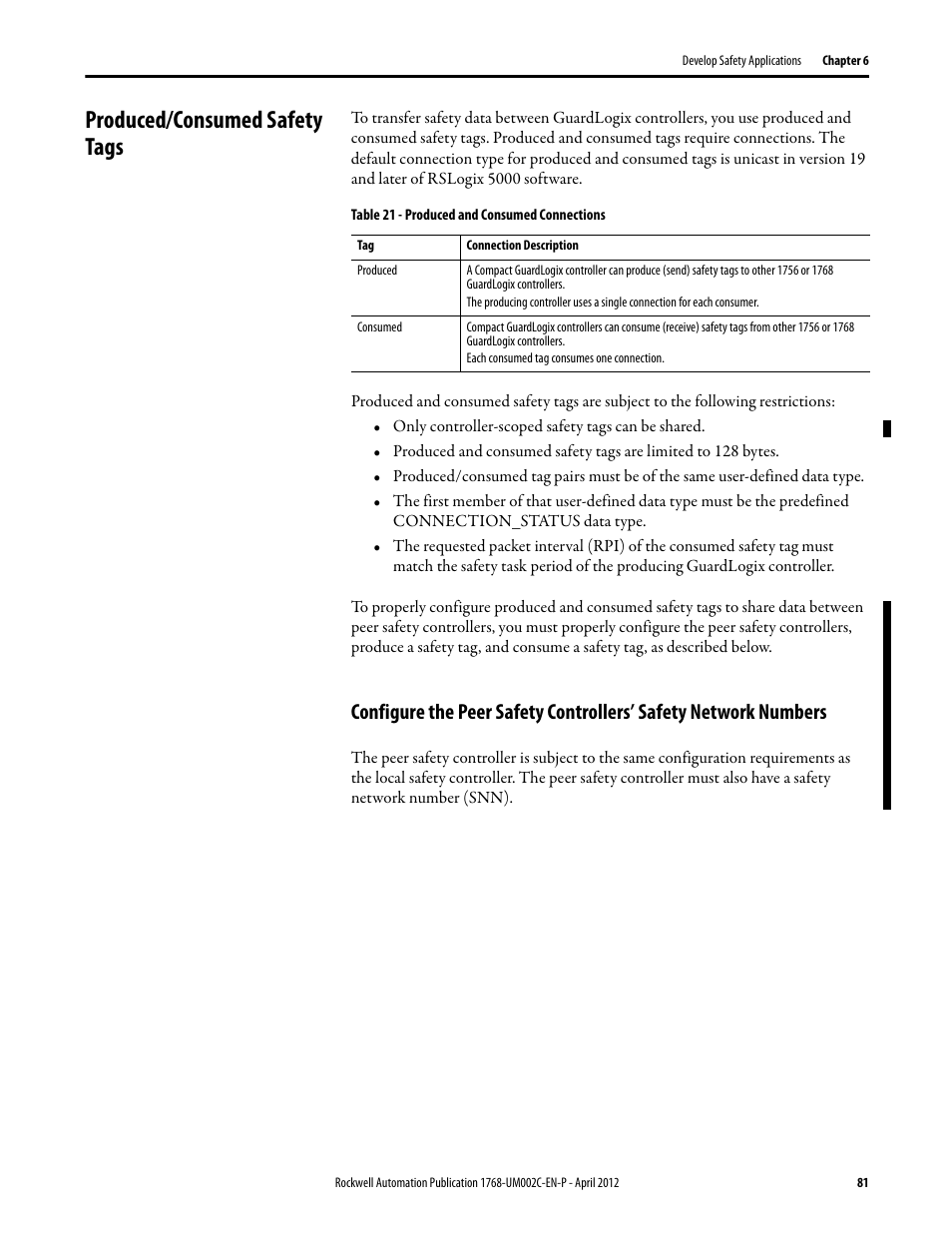 Produced/consumed safety tags | Rockwell Automation 1768-L45S Compact GuardLogix Controllers User Manual | Page 81 / 136
