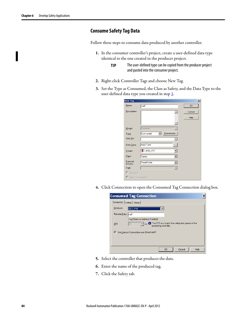 Consume safety tag data | Rockwell Automation 1768-L45S Compact GuardLogix Controllers User Manual | Page 84 / 136