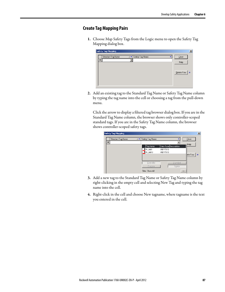 Create tag mapping pairs | Rockwell Automation 1768-L45S Compact GuardLogix Controllers User Manual | Page 87 / 136