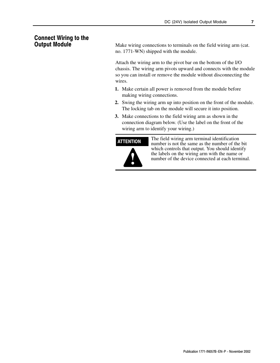 Rockwell Automation 1771-OQ16/C Isolated Output Module Installation Instr User Manual | Page 7 / 16