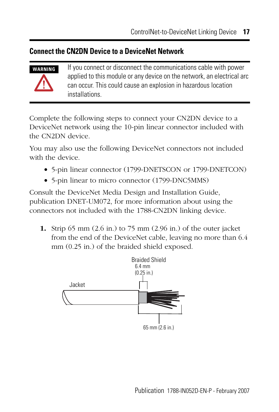 Connect the cn2dn device to a devicenet network | Rockwell Automation 1788-CN2DN ControlNet-to-DeviceNet Linking Device Installation Instructions User Manual | Page 17 / 52