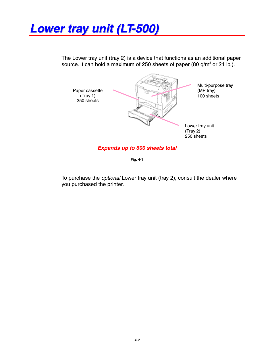 Lower tray unit (lt-500), See lower tray unit, In this chapter | Brother HL 1650 User Manual | Page 123 / 235