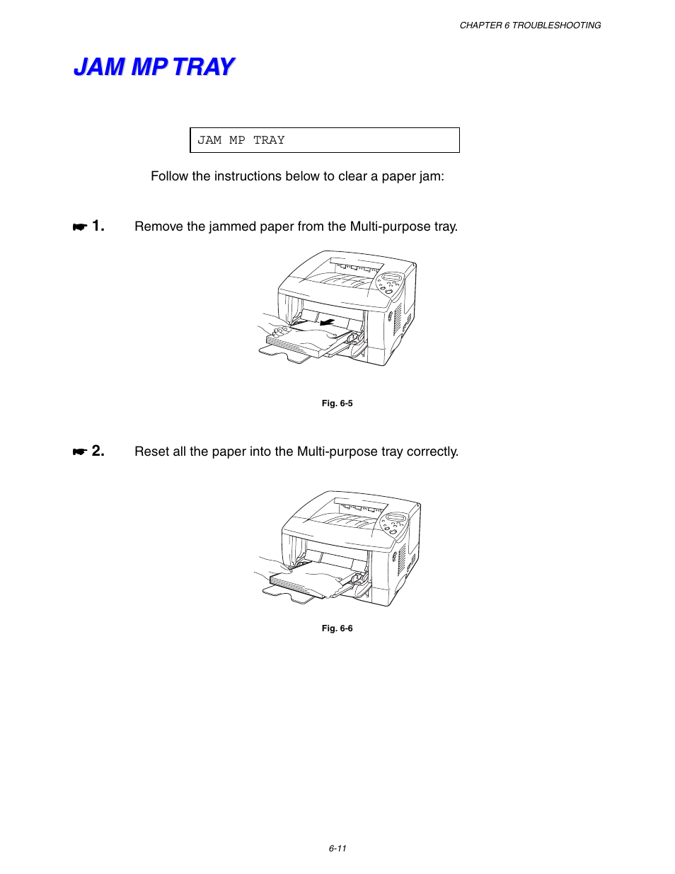 Jam mp tray, Jam mp tray -11 | Brother HL 1650 User Manual | Page 177 / 235