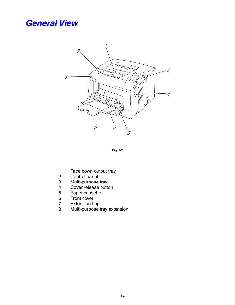 General view, General view -8 | Brother HL 1650 User Manual | Page 18 / 235