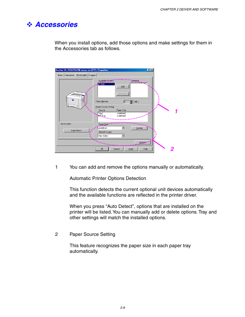 Accessories | Brother HL 1650 User Manual | Page 62 / 235