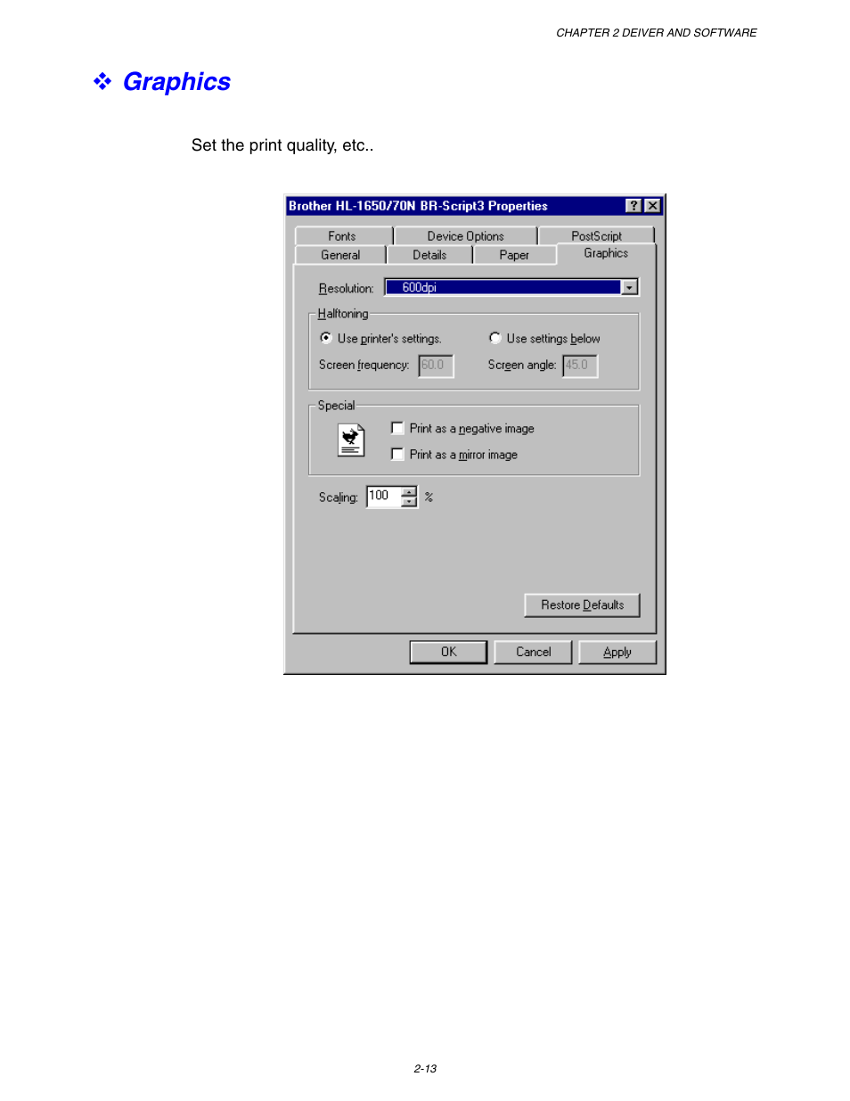 Graphics | Brother HL 1650 User Manual | Page 66 / 235