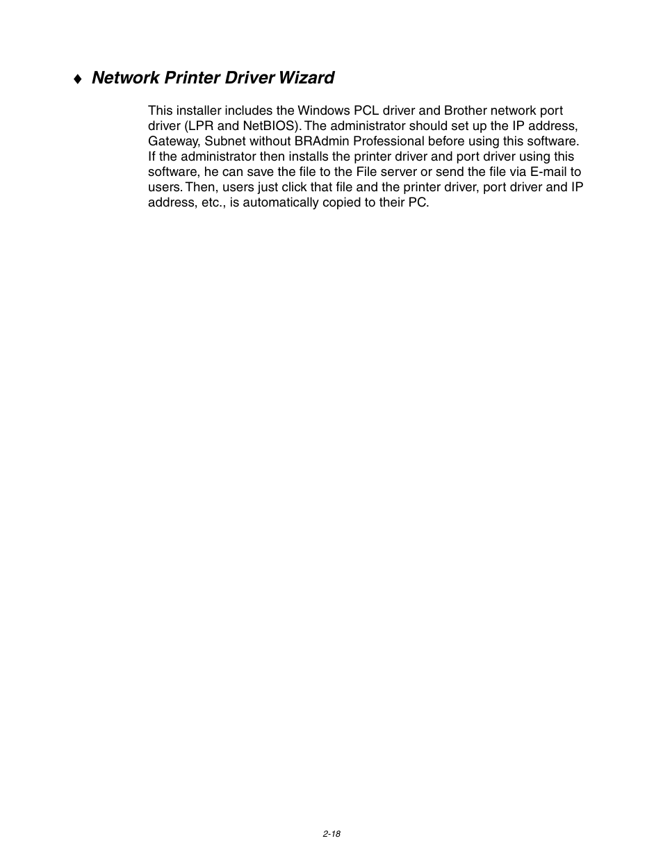 Network printer driver wizard | Brother HL 1650 User Manual | Page 71 / 235