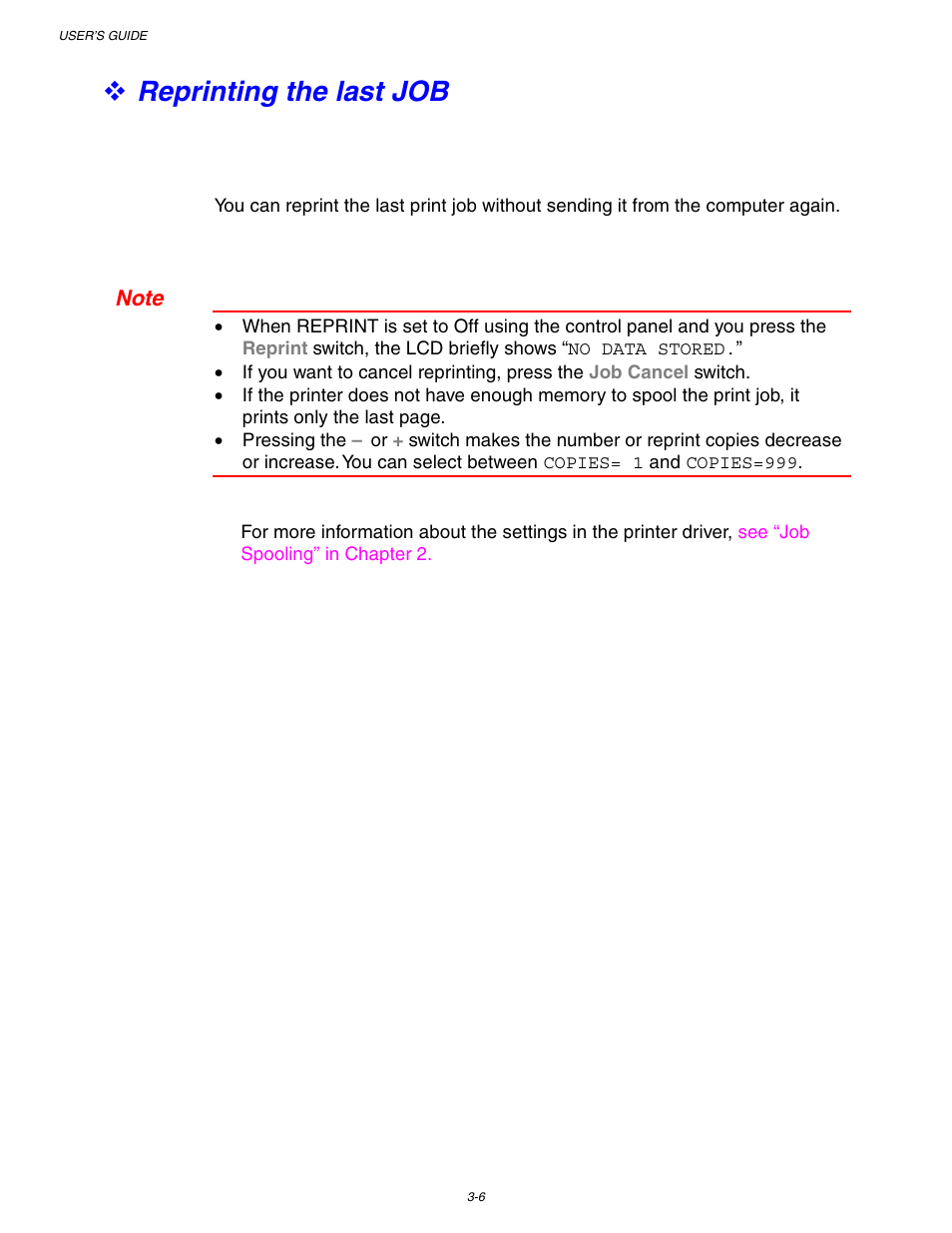 Reprinting the last job | Brother HL 1650 User Manual | Page 86 / 235