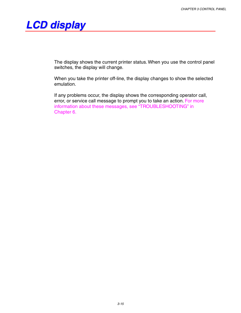 Lcd display | Brother HL 1650 User Manual | Page 95 / 235