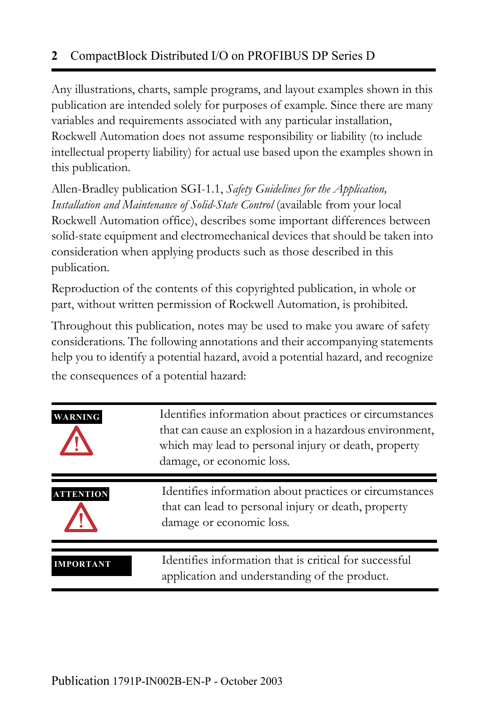 Rockwell Automation 1791P-XXXX CompactBlock Distributed I/O on PROFIBUS DP Series D I.I. User Manual | Page 2 / 32