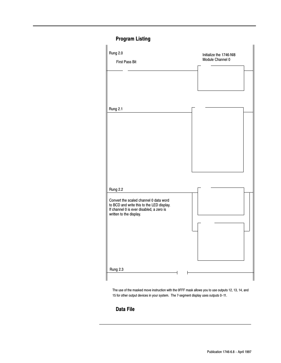 Program listing, Data file | Rockwell Automation 1746-NI8 SLC 500 Analog Input Modules User Manual User Manual | Page 68 / 91