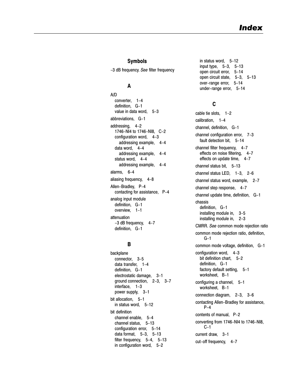 Index | Rockwell Automation 1746-NI8 SLC 500 Analog Input Modules User Manual User Manual | Page 87 / 91