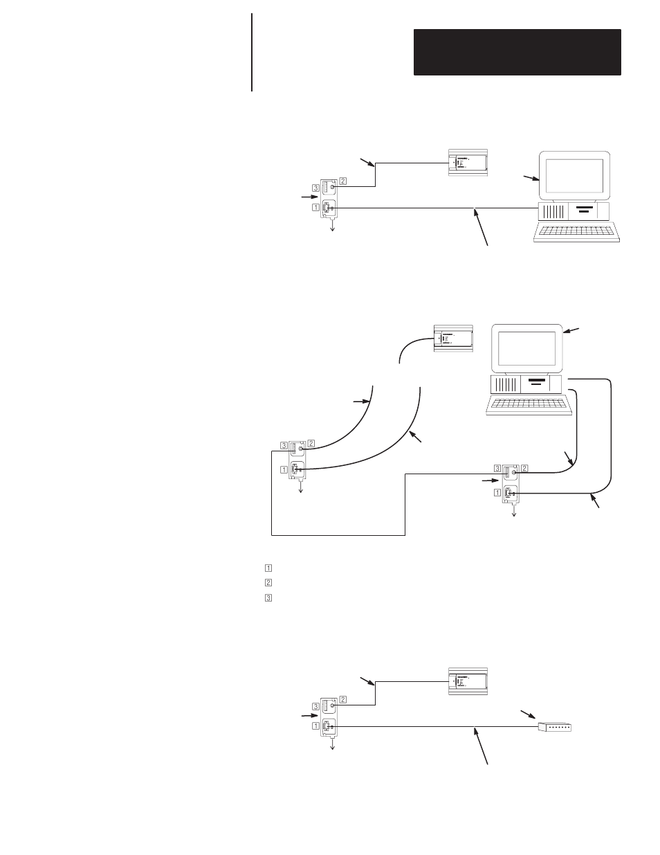 Df1 isolated point-to-point connection, Dh-485 network connection, Df1 isolated modem connection | Chapter 3 connecting the system | Rockwell Automation 1761-HHP-B30 MicroLogix 1000 with Hand-Held Programmer (HHP) User Manual | Page 60 / 534