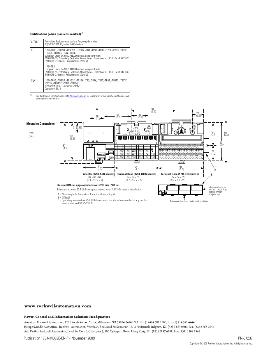 Rockwell Automation 1794-TB3GK, -TB3GS, -TB3T, -TB3TS, -TBN, -TBNK, -TBNF Flex I/O Terminal Base Units User Manual | Page 6 / 6