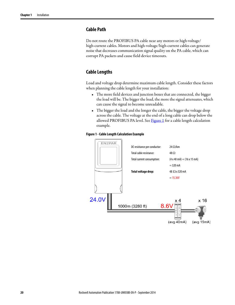 Cable path, Cable lengths, Cable path cable lengths | Rockwell Automation 1788-EN2PAR EtherNet/IP and ControlNet to PROFIBUS PA Linking Device User Manual User Manual | Page 20 / 76