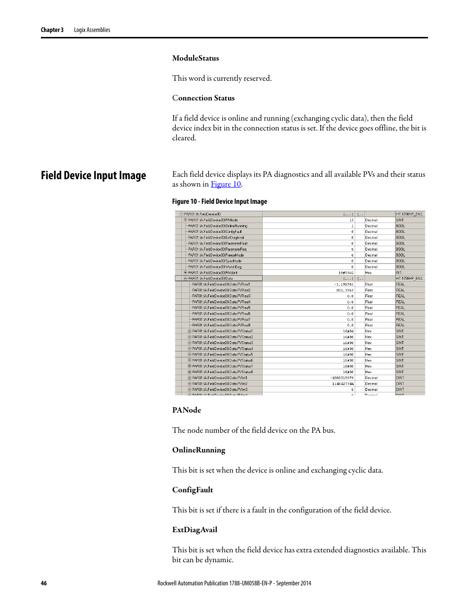 Field device input image | Rockwell Automation 1788-EN2PAR EtherNet/IP and ControlNet to PROFIBUS PA Linking Device User Manual User Manual | Page 46 / 76