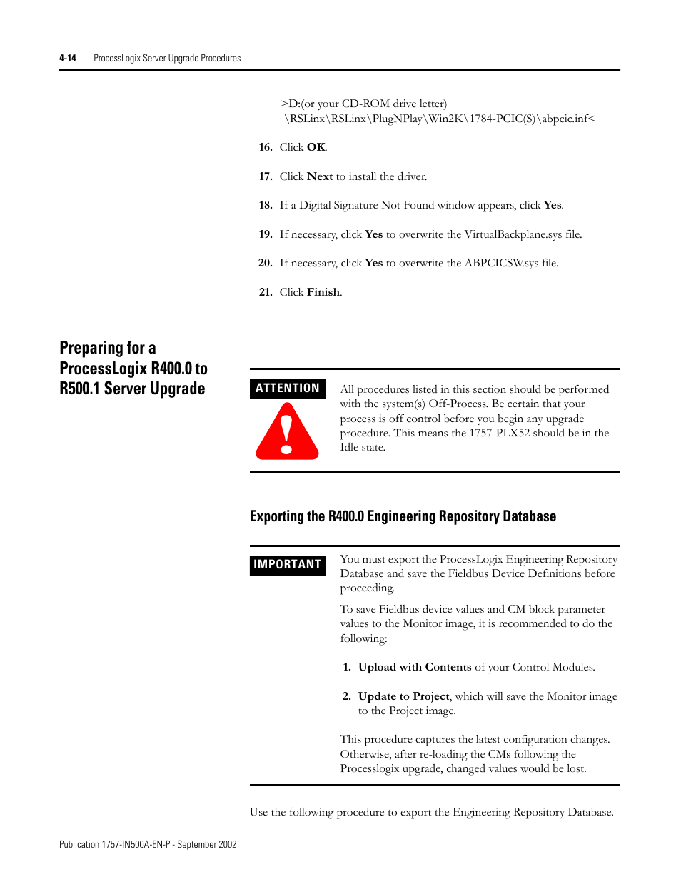 Rockwell Automation 1757-SWKIT5000 ProcessLogix R500.1 Installation and Upgrade Guide User Manual | Page 102 / 273