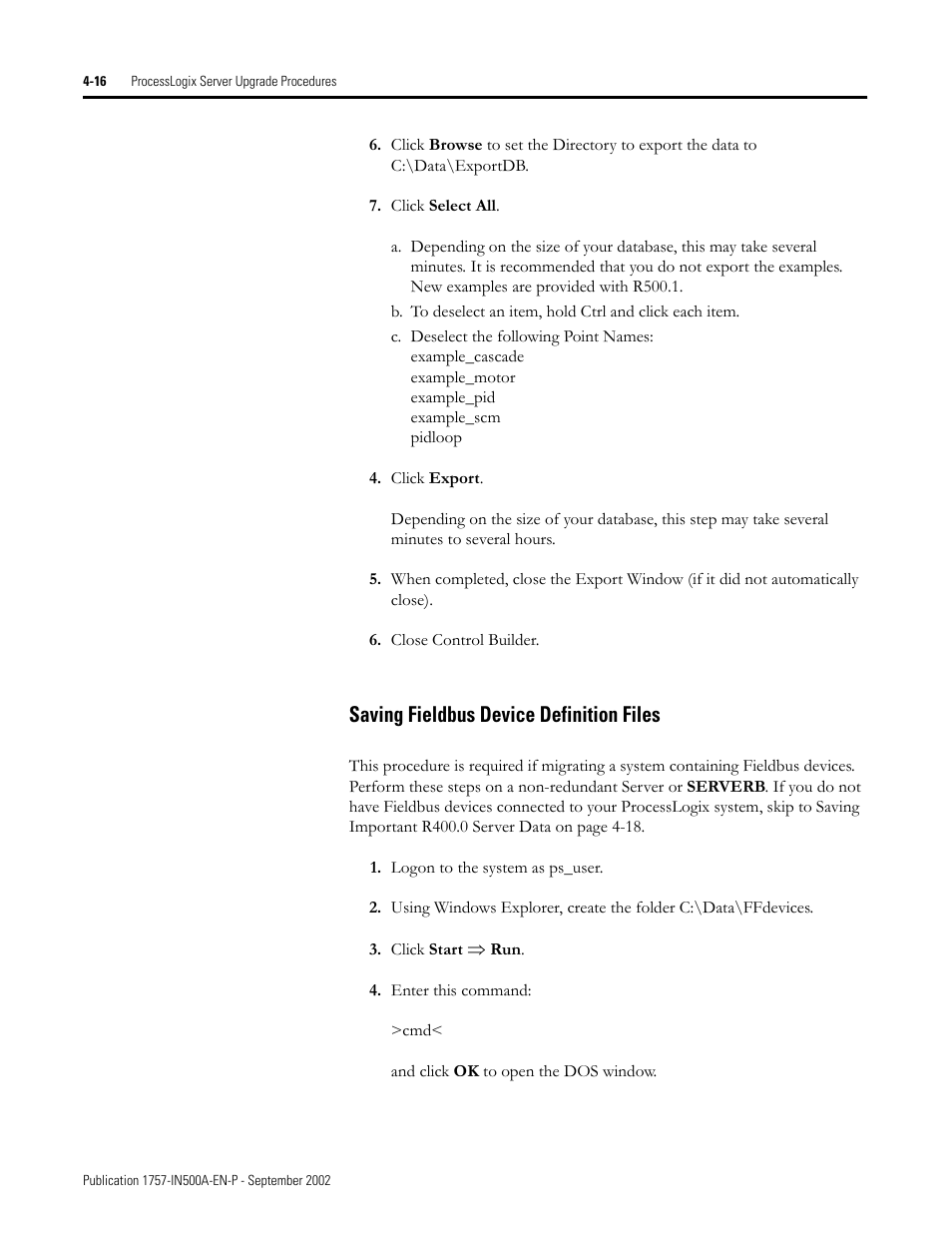 Saving fieldbus device definition files, Saving fieldbus device definition files -16 | Rockwell Automation 1757-SWKIT5000 ProcessLogix R500.1 Installation and Upgrade Guide User Manual | Page 104 / 273