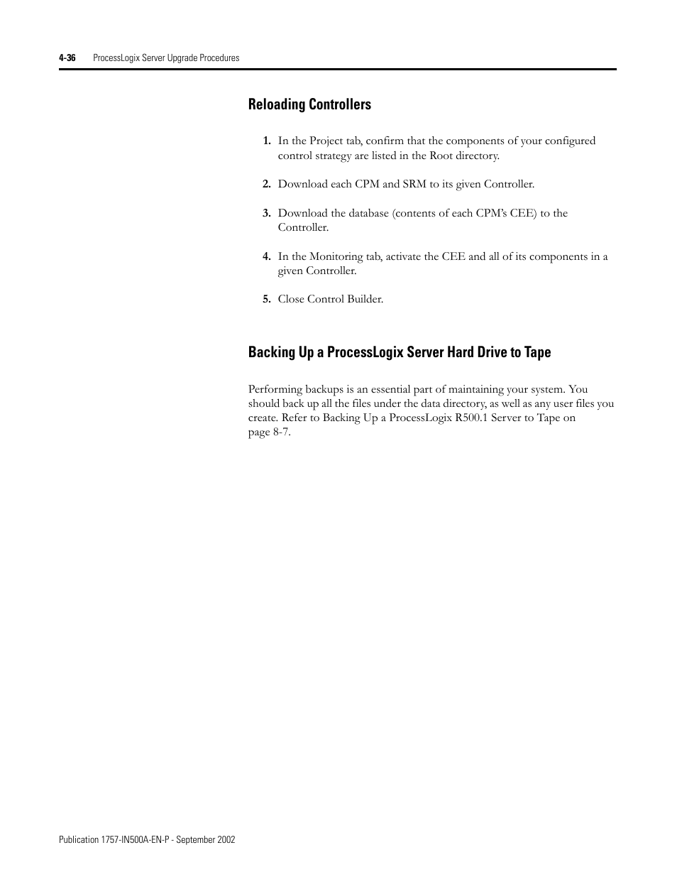 Reloading controllers | Rockwell Automation 1757-SWKIT5000 ProcessLogix R500.1 Installation and Upgrade Guide User Manual | Page 124 / 273