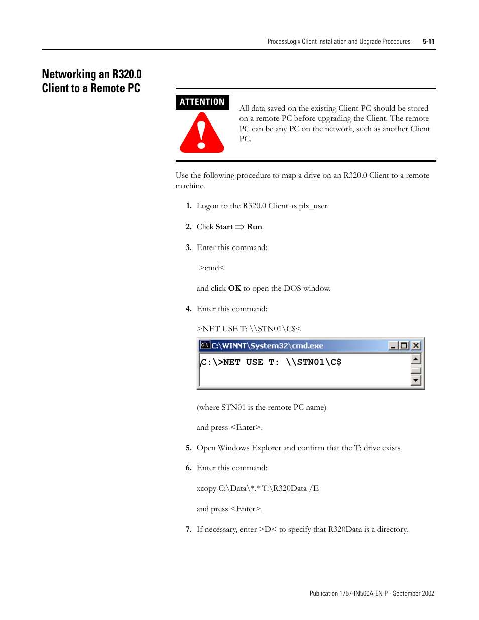 Networking an r320.0 client to a remote pc, Networking an r320.0 client to a remote pc -11 | Rockwell Automation 1757-SWKIT5000 ProcessLogix R500.1 Installation and Upgrade Guide User Manual | Page 135 / 273