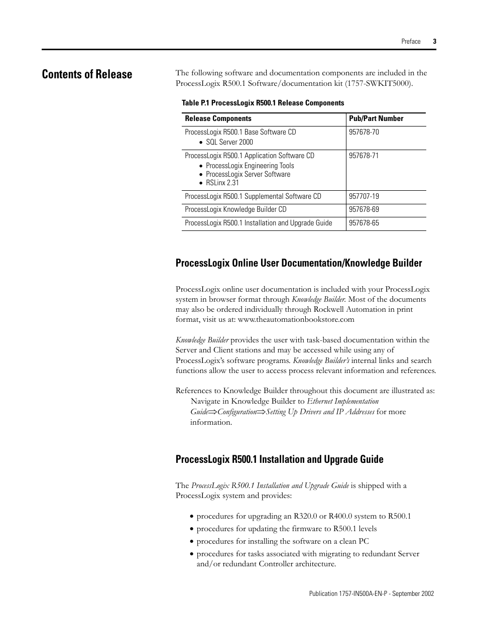 Contents of release, Processlogix r500.1 installation and upgrade guide | Rockwell Automation 1757-SWKIT5000 ProcessLogix R500.1 Installation and Upgrade Guide User Manual | Page 15 / 273