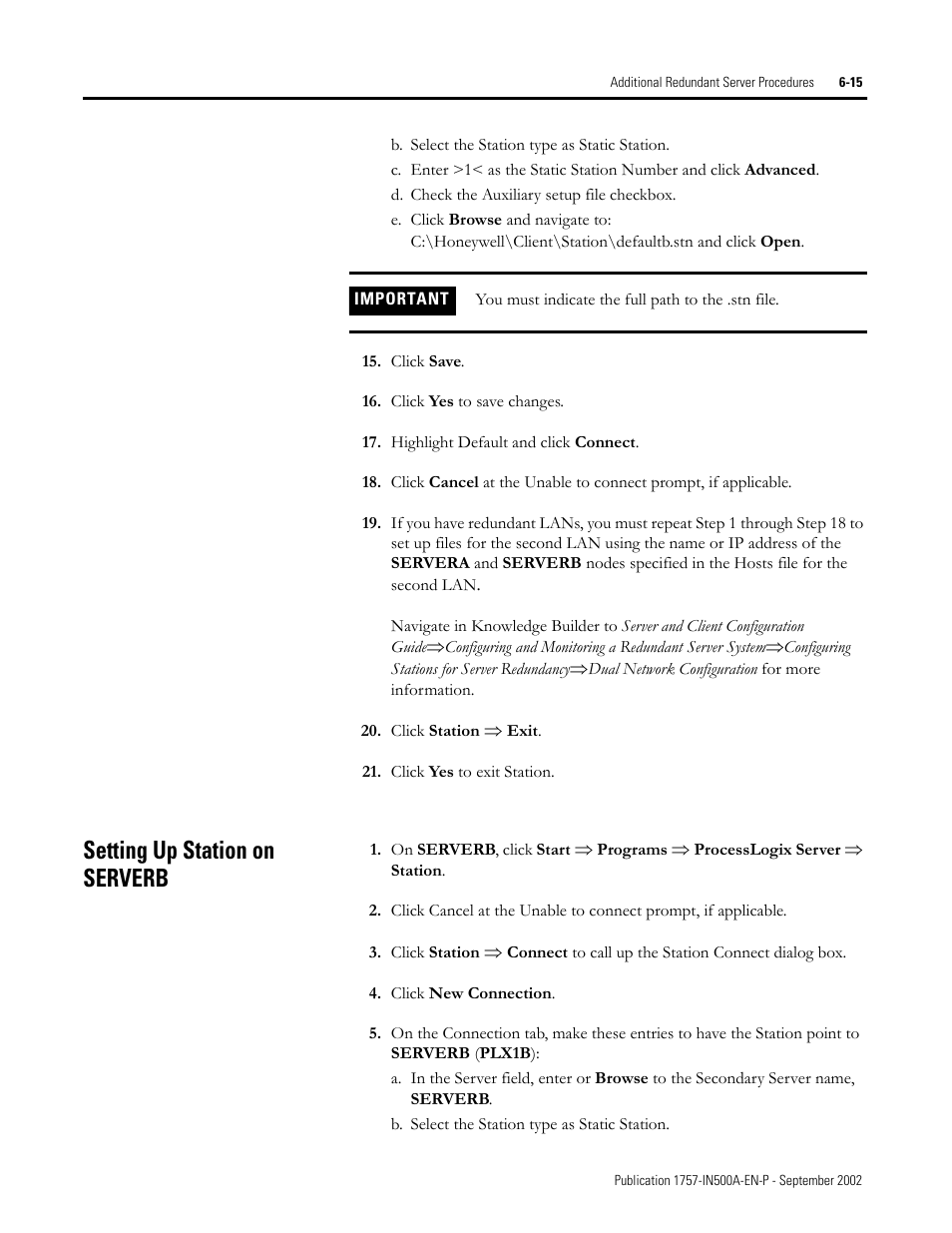 Setting up station on serverb, Setting up station on serverb -15 | Rockwell Automation 1757-SWKIT5000 ProcessLogix R500.1 Installation and Upgrade Guide User Manual | Page 171 / 273