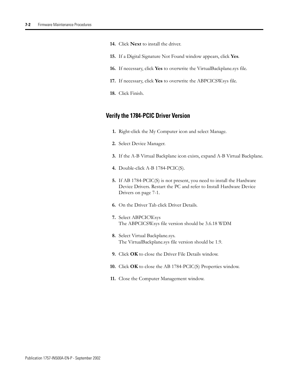 Verify the 1784-pcic driver version, Verify the 1784-pcic driver version -2 | Rockwell Automation 1757-SWKIT5000 ProcessLogix R500.1 Installation and Upgrade Guide User Manual | Page 182 / 273