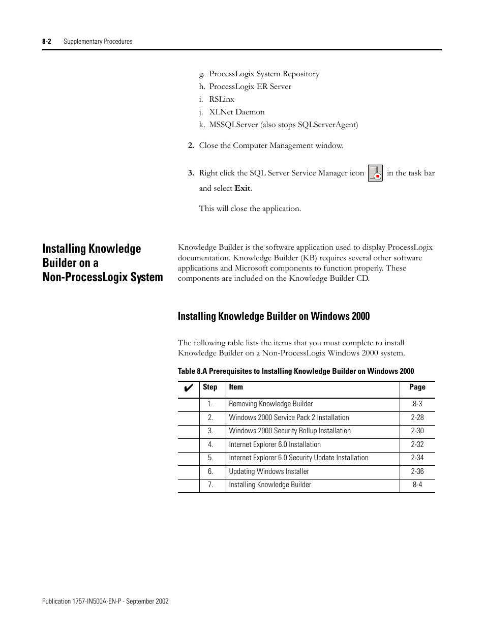 Installing knowledge builder on windows 2000, Installing knowledge builder on windows 2000 -2 | Rockwell Automation 1757-SWKIT5000 ProcessLogix R500.1 Installation and Upgrade Guide User Manual | Page 200 / 273