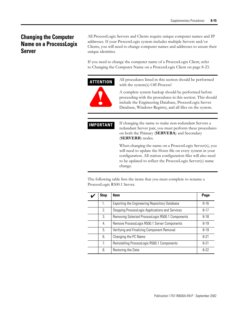Rockwell Automation 1757-SWKIT5000 ProcessLogix R500.1 Installation and Upgrade Guide User Manual | Page 213 / 273