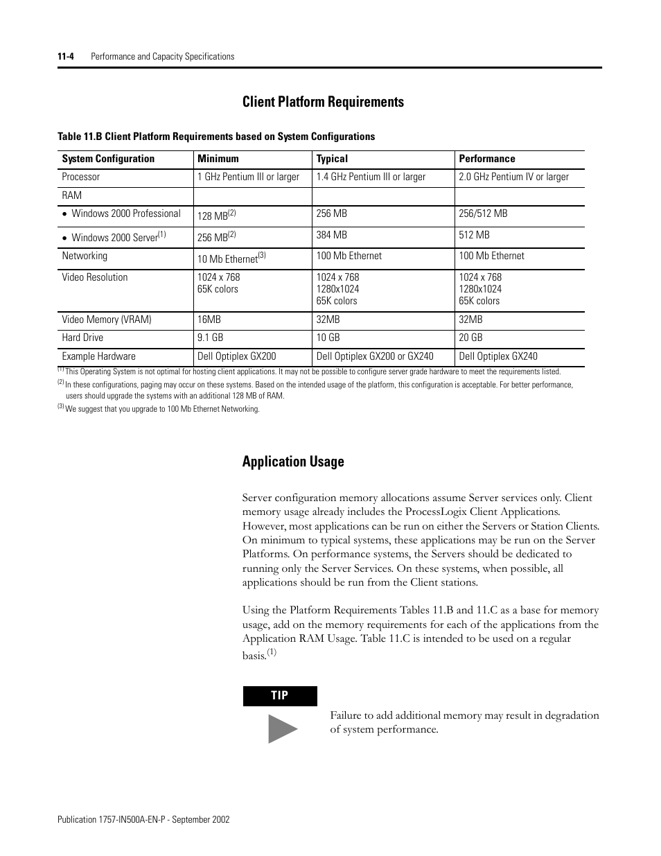 Client platform requirements, Application usage, Client platform requirements application usage | Rockwell Automation 1757-SWKIT5000 ProcessLogix R500.1 Installation and Upgrade Guide User Manual | Page 244 / 273