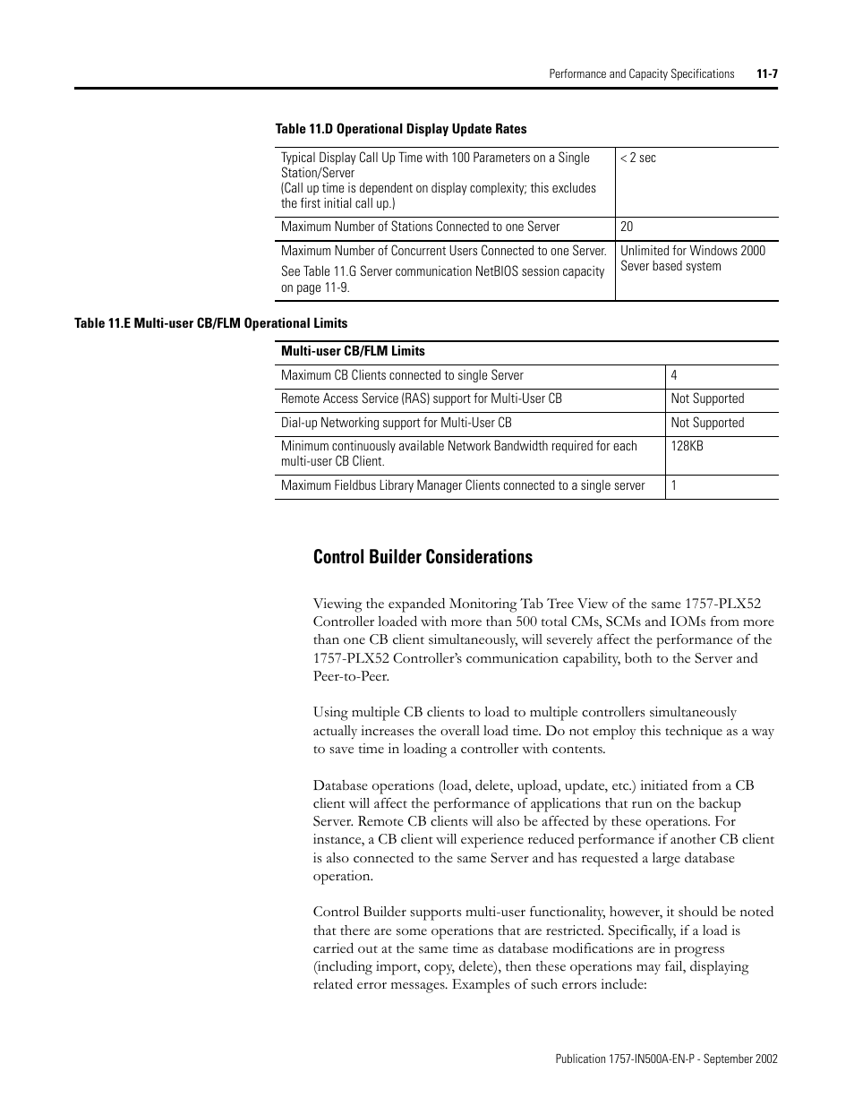 Control builder considerations, Control builder considerations -7 | Rockwell Automation 1757-SWKIT5000 ProcessLogix R500.1 Installation and Upgrade Guide User Manual | Page 247 / 273