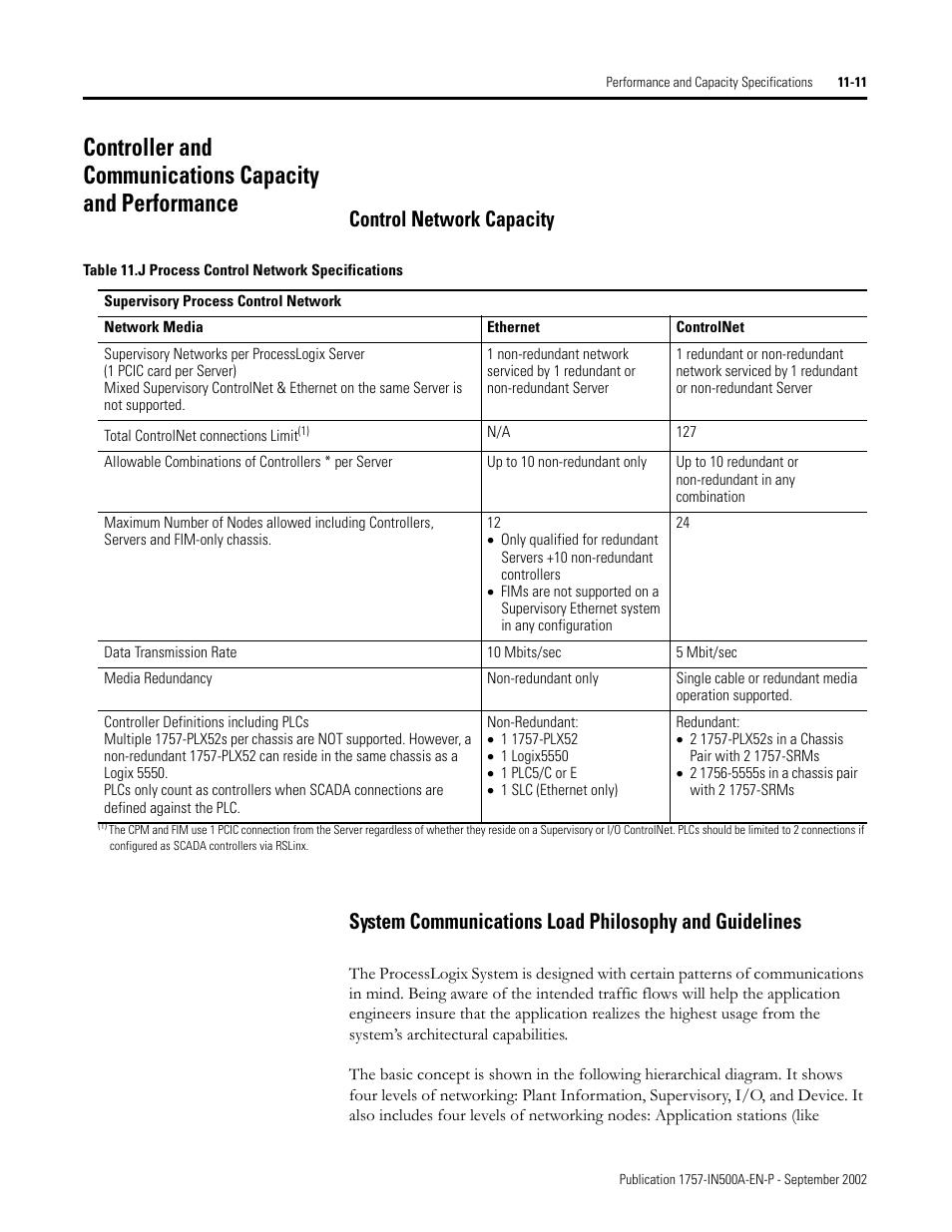 Control network capacity | Rockwell Automation 1757-SWKIT5000 ProcessLogix R500.1 Installation and Upgrade Guide User Manual | Page 251 / 273