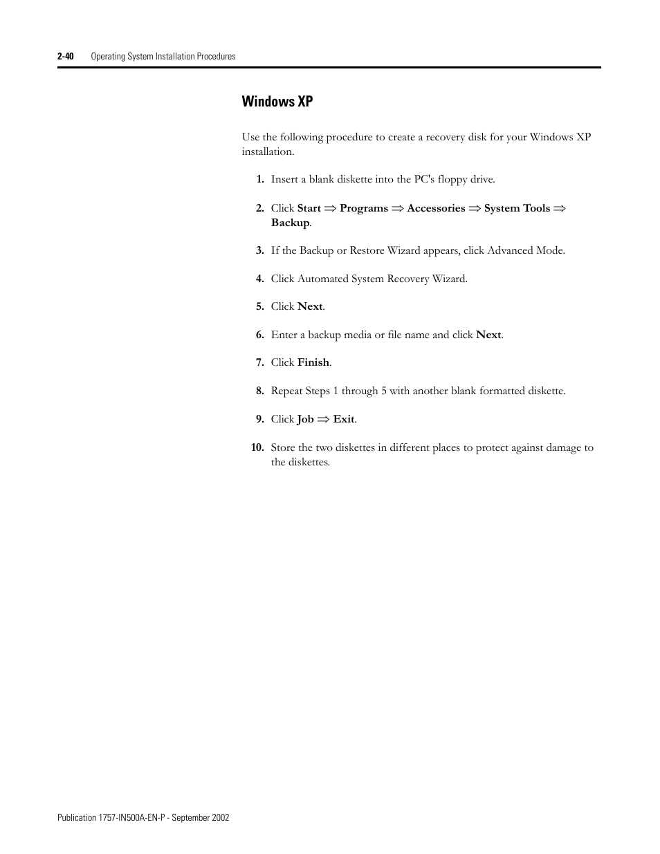 Windows xp, Windows xp -40 | Rockwell Automation 1757-SWKIT5000 ProcessLogix R500.1 Installation and Upgrade Guide User Manual | Page 64 / 273