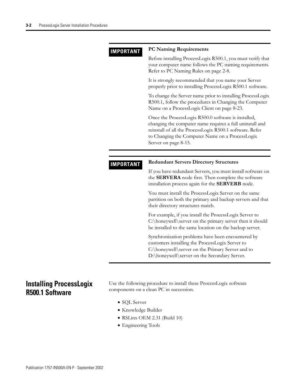 Installing processlogix r500.1 software, Installing processlogix r500.1 software -2 | Rockwell Automation 1757-SWKIT5000 ProcessLogix R500.1 Installation and Upgrade Guide User Manual | Page 68 / 273