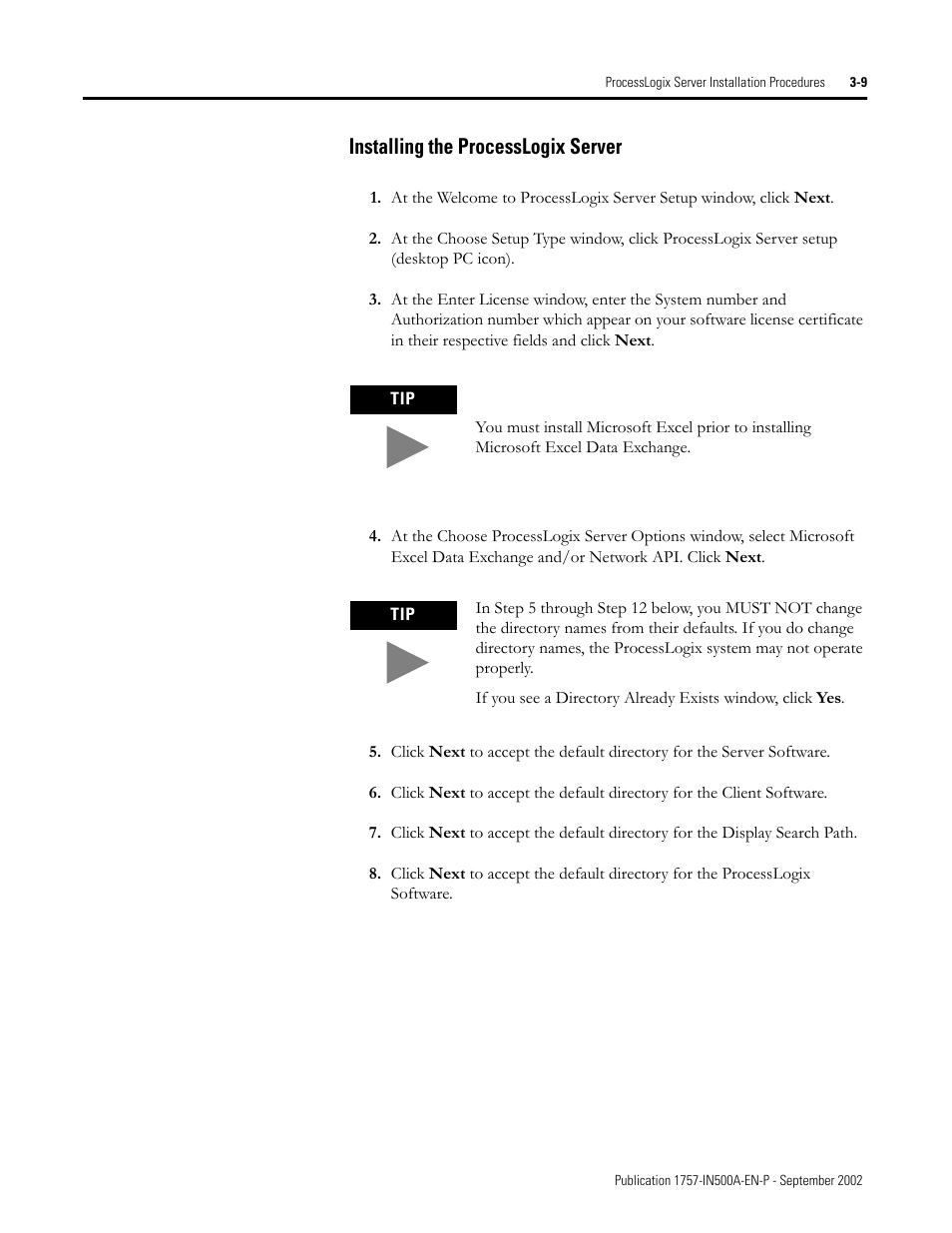 Installing the processlogix server, Installing the processlogix server -9 | Rockwell Automation 1757-SWKIT5000 ProcessLogix R500.1 Installation and Upgrade Guide User Manual | Page 75 / 273