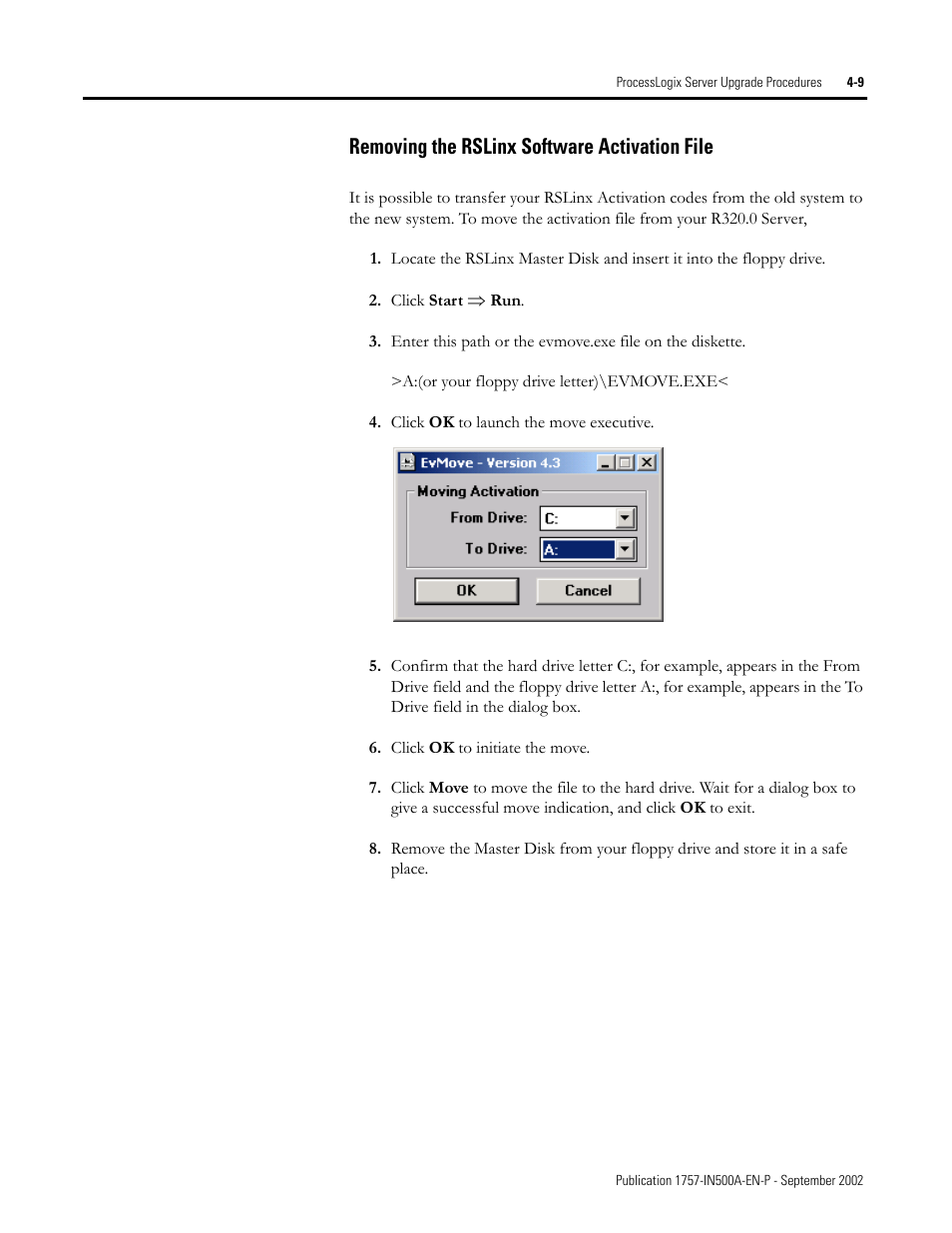 Removing the rslinx software activation file, Removing the rslinx software activation file -9 | Rockwell Automation 1757-SWKIT5000 ProcessLogix R500.1 Installation and Upgrade Guide User Manual | Page 97 / 273