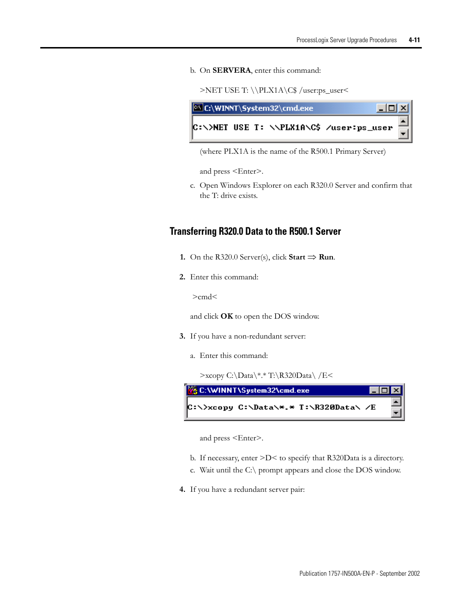 Transferring r320.0 data to the r500.1 server, Transferring r320.0 data to the r500.1 server -11 | Rockwell Automation 1757-SWKIT5000 ProcessLogix R500.1 Installation and Upgrade Guide User Manual | Page 99 / 273