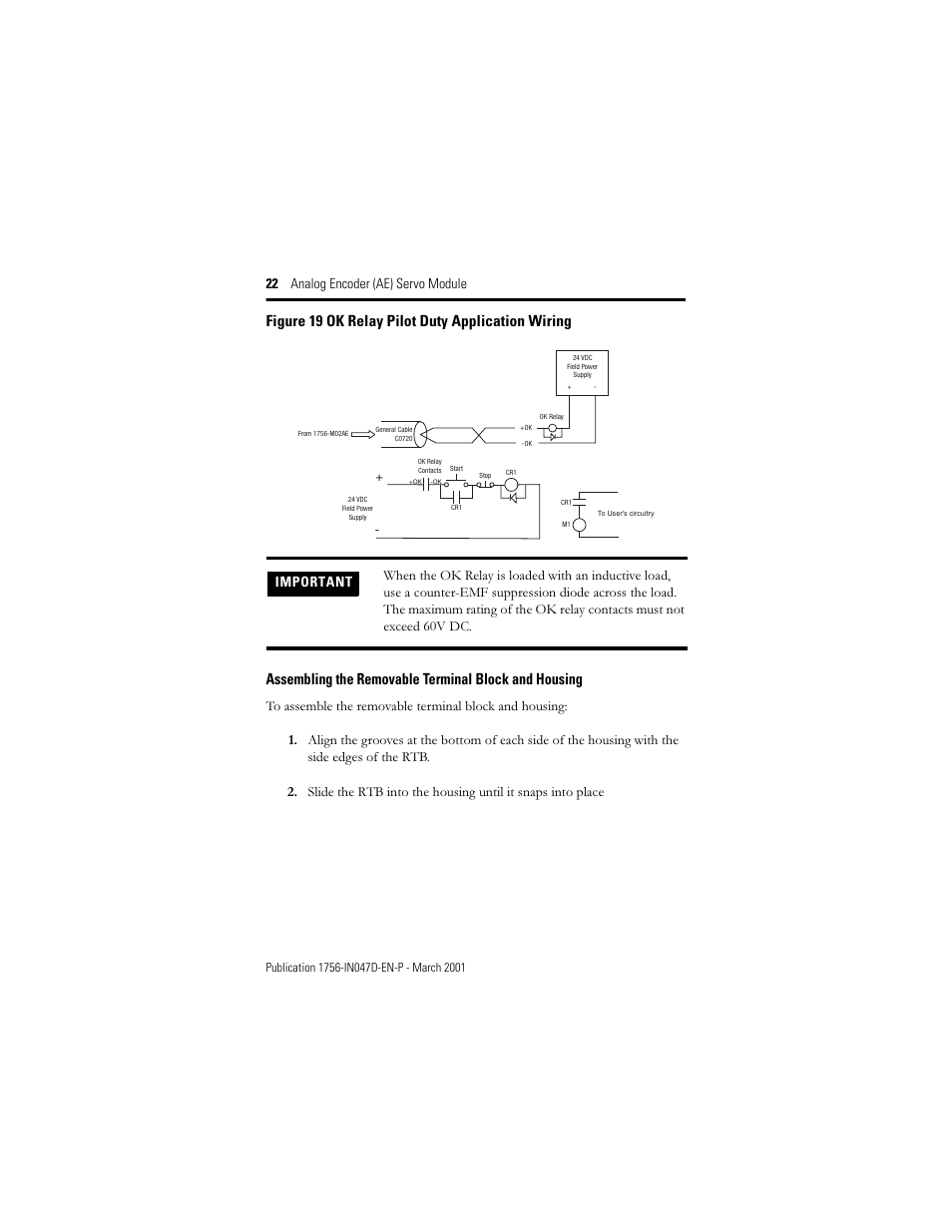 22 analog encoder (ae) servo module | Rockwell Automation 1756-M02AE Analog Encoder (AE) Servo Module Installation Instructions User Manual | Page 22 / 40