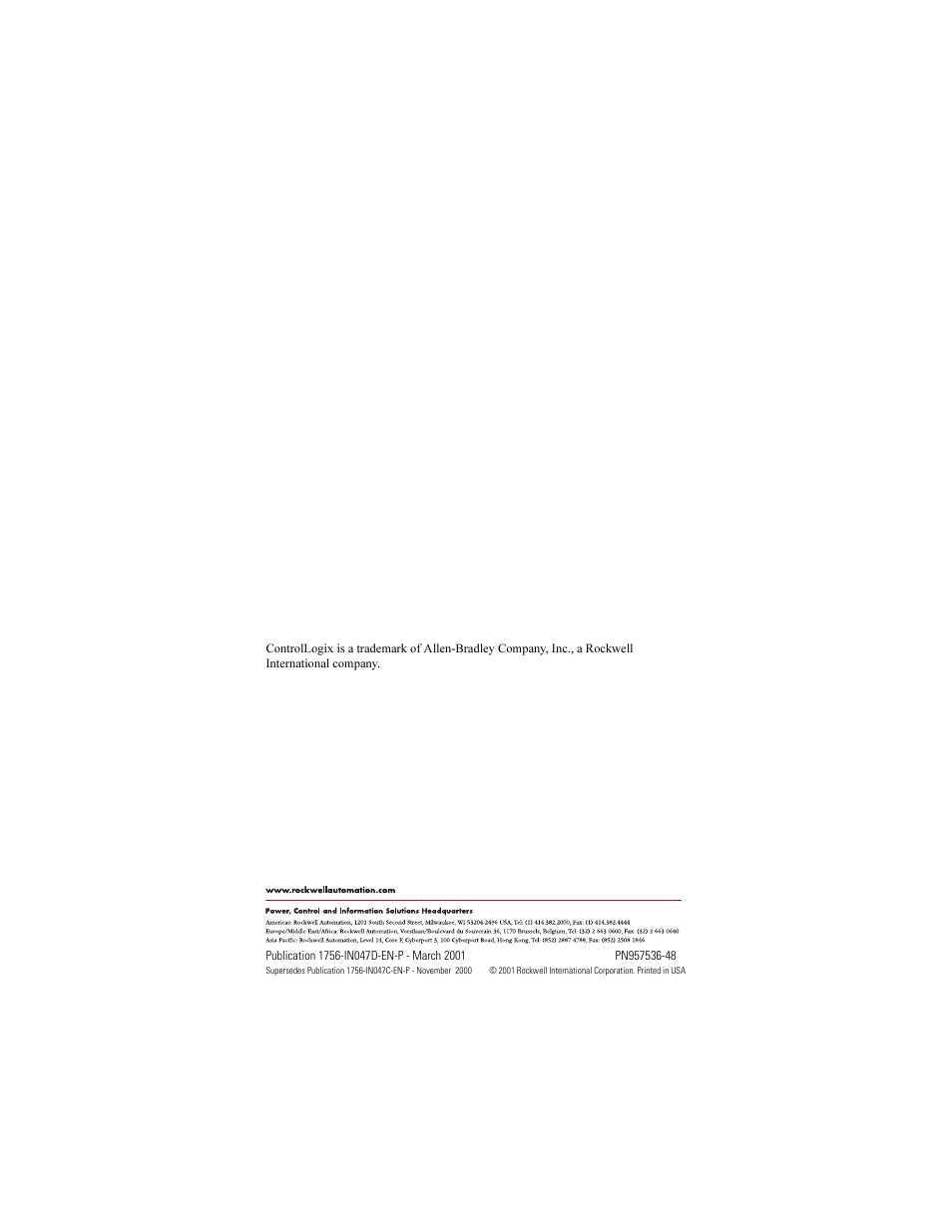 Back cover | Rockwell Automation 1756-M02AE Analog Encoder (AE) Servo Module Installation Instructions User Manual | Page 40 / 40