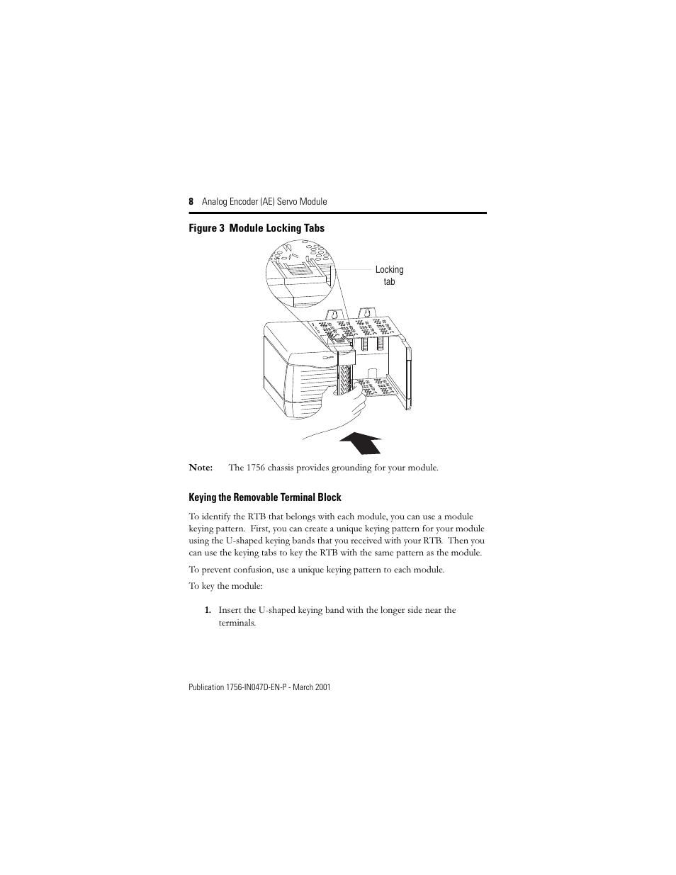 Keying the removable terminal block | Rockwell Automation 1756-M02AE Analog Encoder (AE) Servo Module Installation Instructions User Manual | Page 8 / 40
