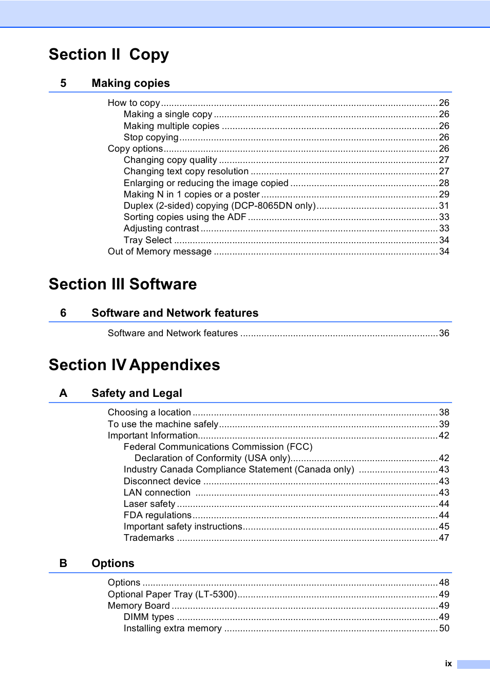 Brother DCP 8060 User Manual | Page 11 / 116