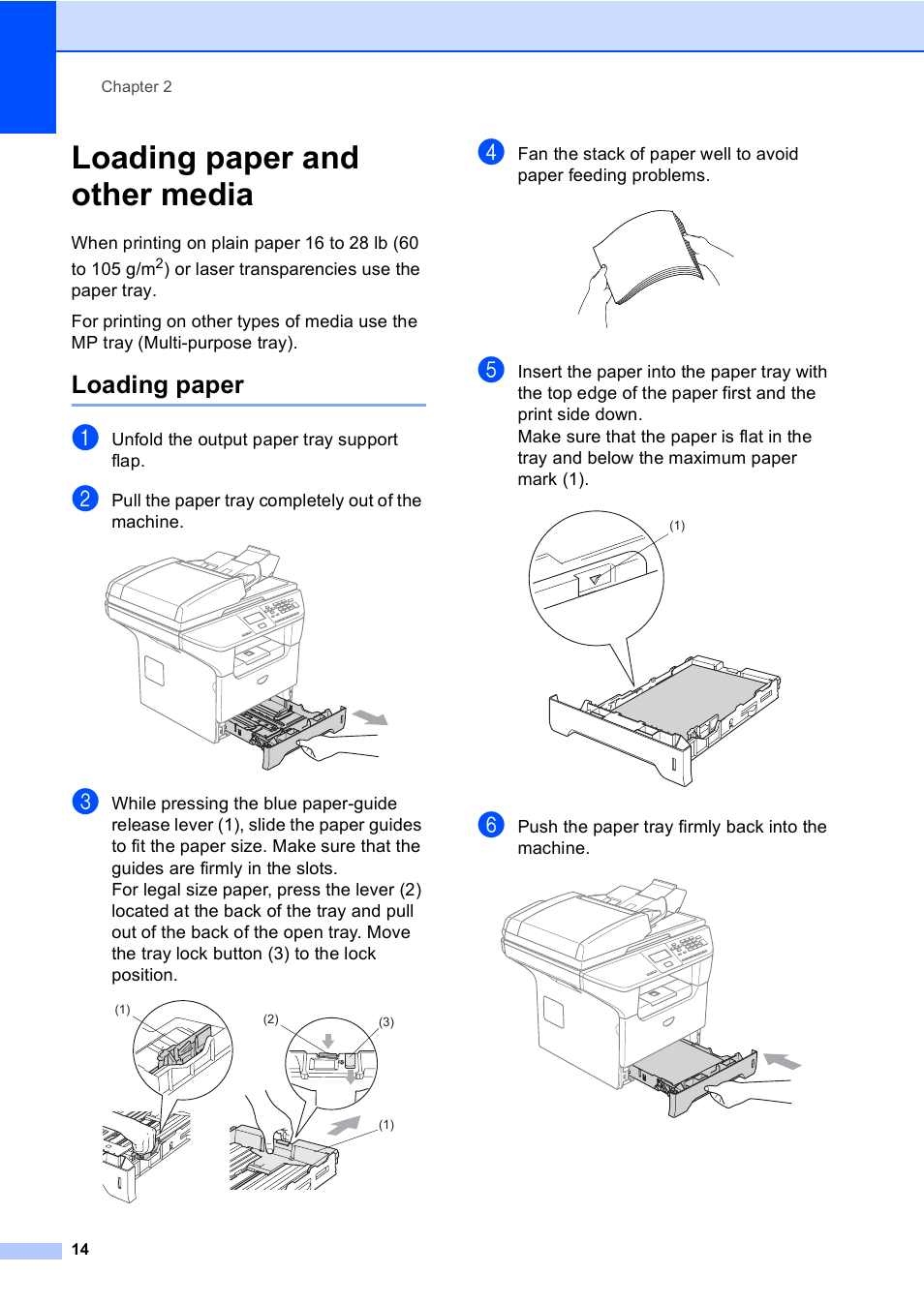 Loading paper and other media, Loading paper | Brother DCP 8060 User Manual | Page 26 / 116
