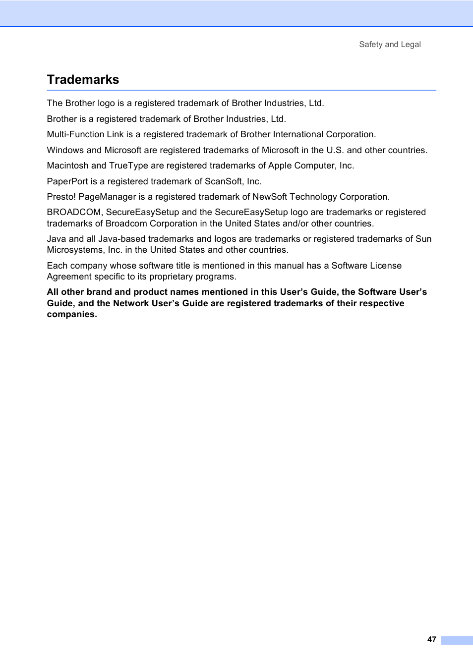 Trademarks | Brother DCP 8060 User Manual | Page 59 / 116