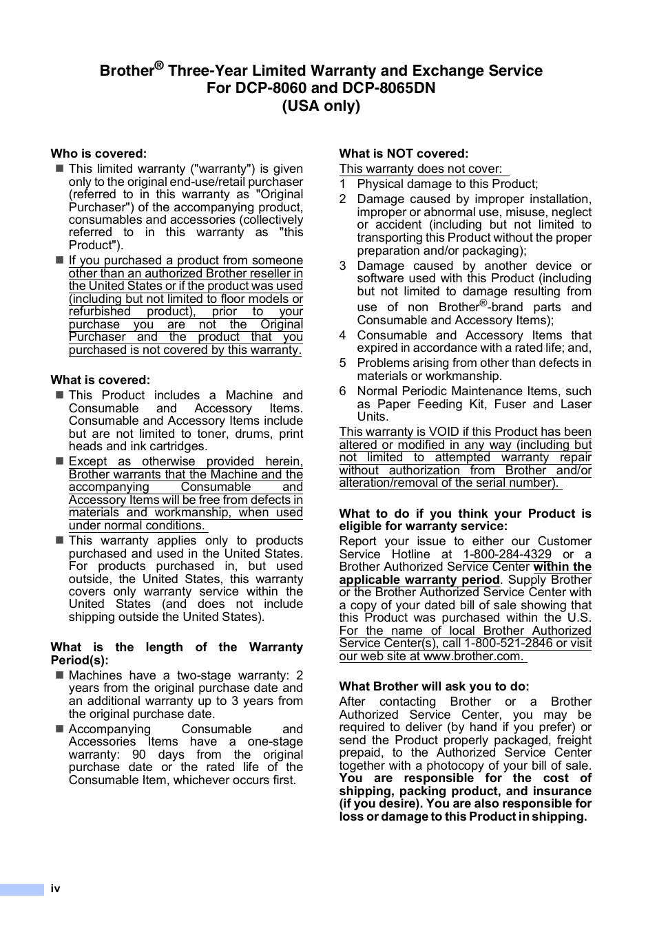 Brother | Brother DCP 8060 User Manual | Page 6 / 116
