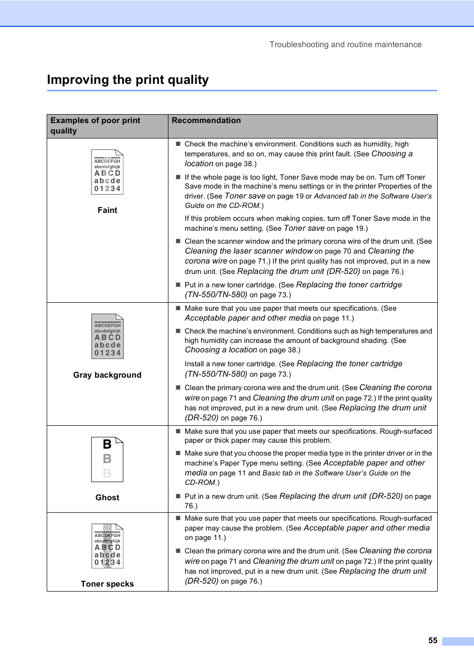Improving the print quality | Brother DCP 8060 User Manual | Page 67 / 116