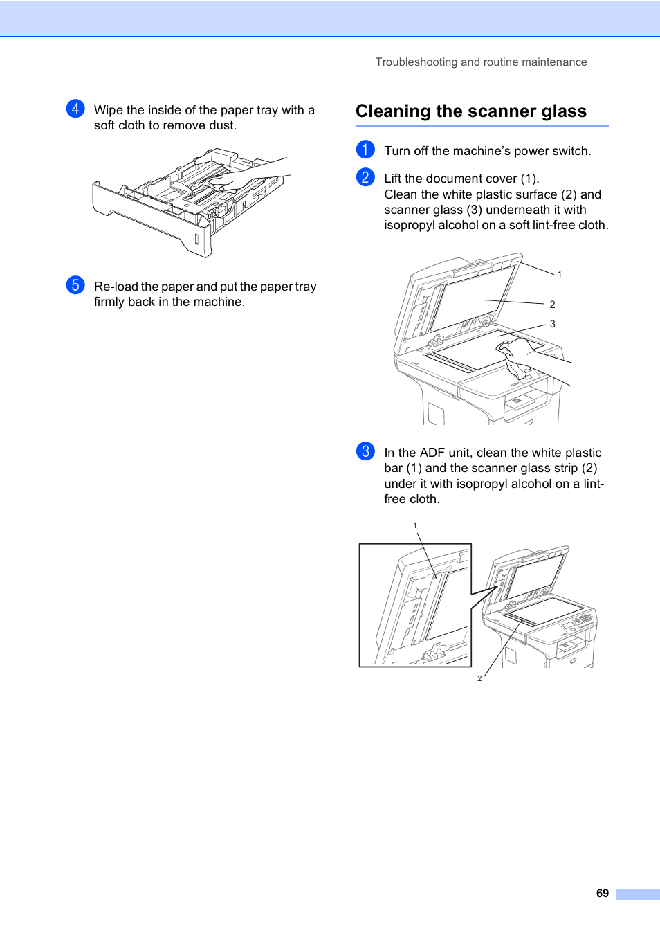 Cleaning the scanner glass | Brother DCP 8060 User Manual | Page 81 / 116